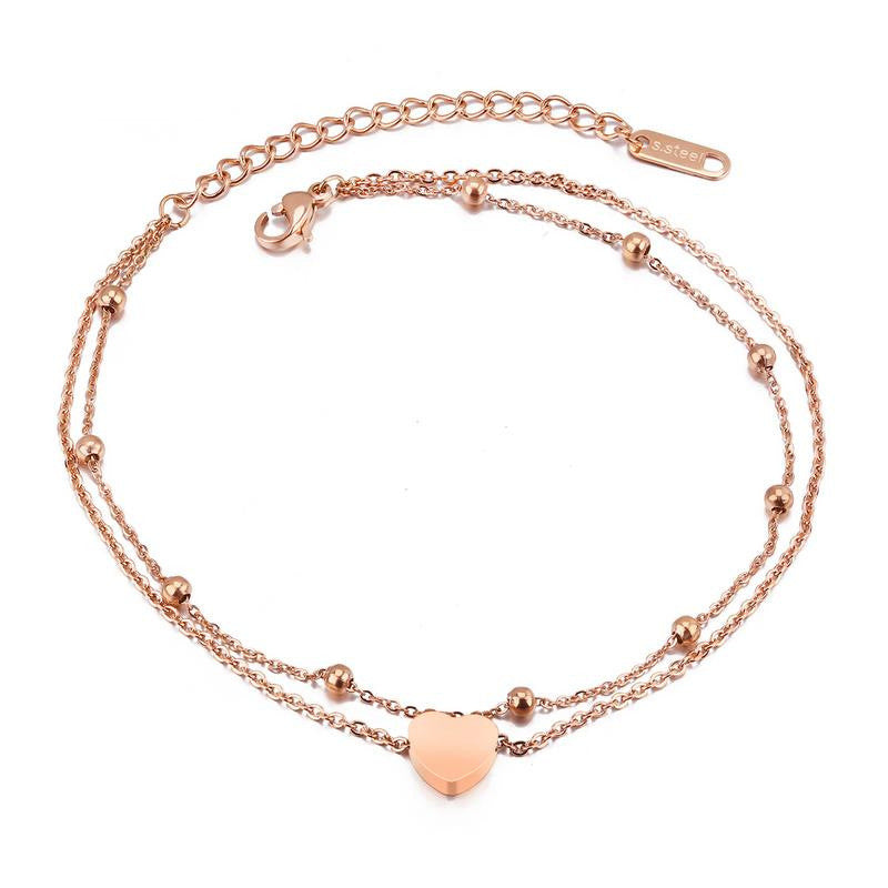 Anklet Dual-Purpose Rose Gold-Plated Double-Layer  Design Anklet