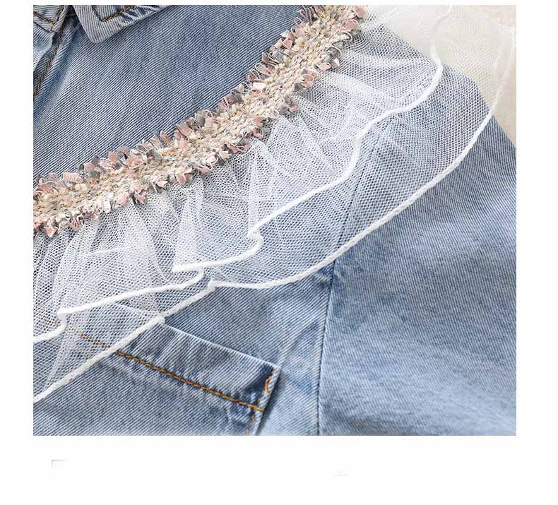 Fashion Children's Long-sleeved Lapel Lace Shirt