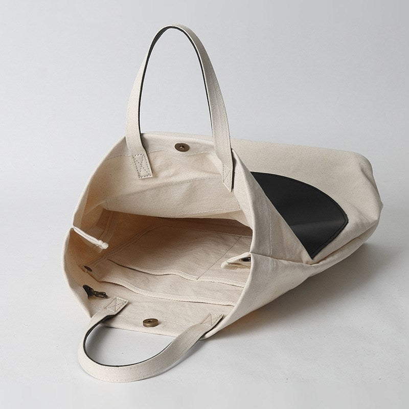 First layer cowhide canvas bag