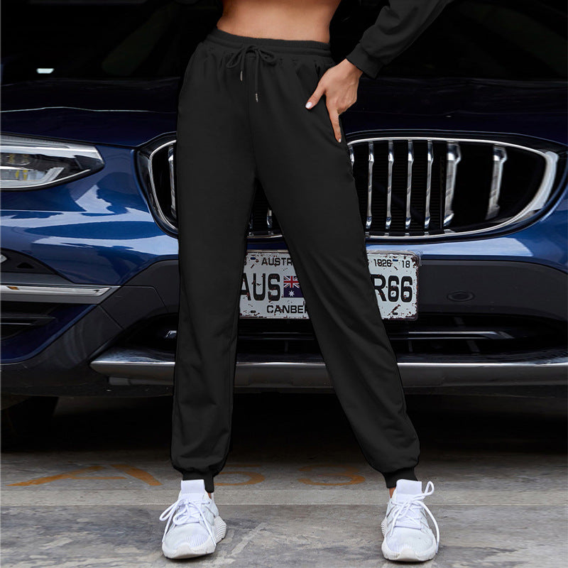 Sweatpants Ins Wind Casual Elastic Lace Solid Color Casual Trousers Sports Pants Women's Feet