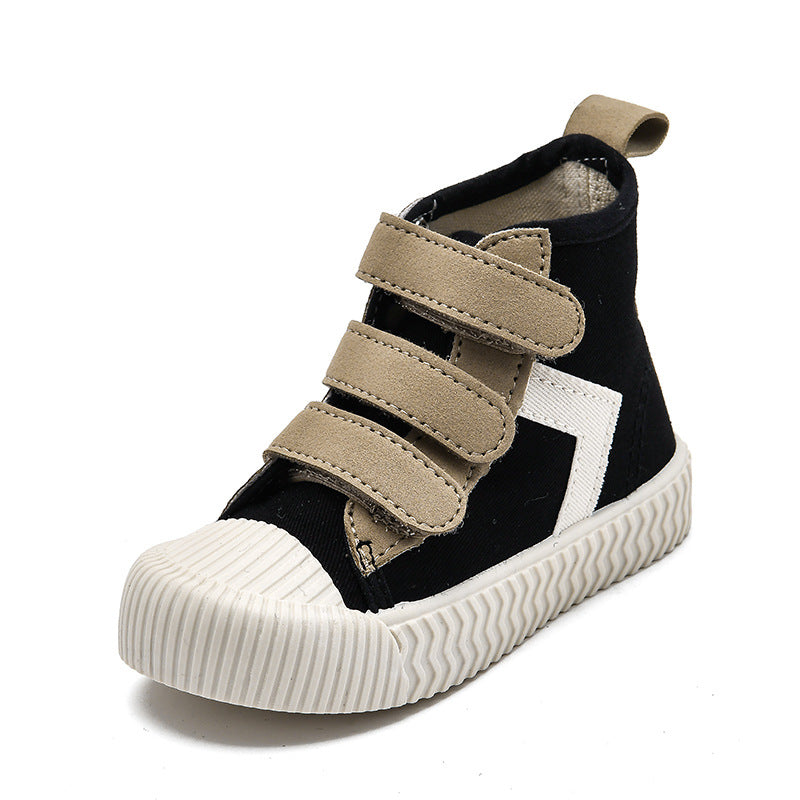 High-top Children's Canvas Shoes With Velcro Baby
