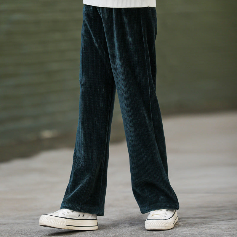 Loose Casual All-match Simple Pure Color Snow Velvet Straight-leg Pants