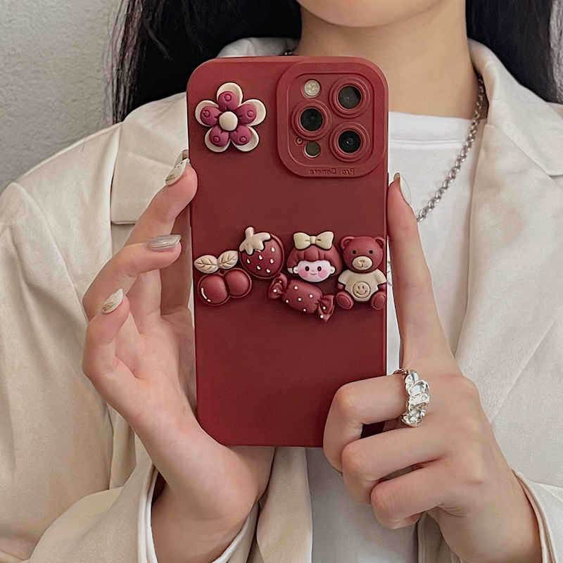 Cute Three-dimensional Bear Girl Phone Case