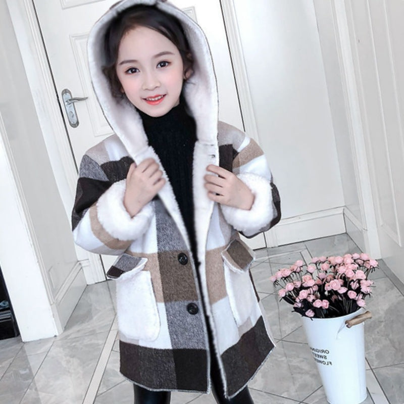 Children's Clothing Girls Thick Woolen Overcoat Winter Clothes