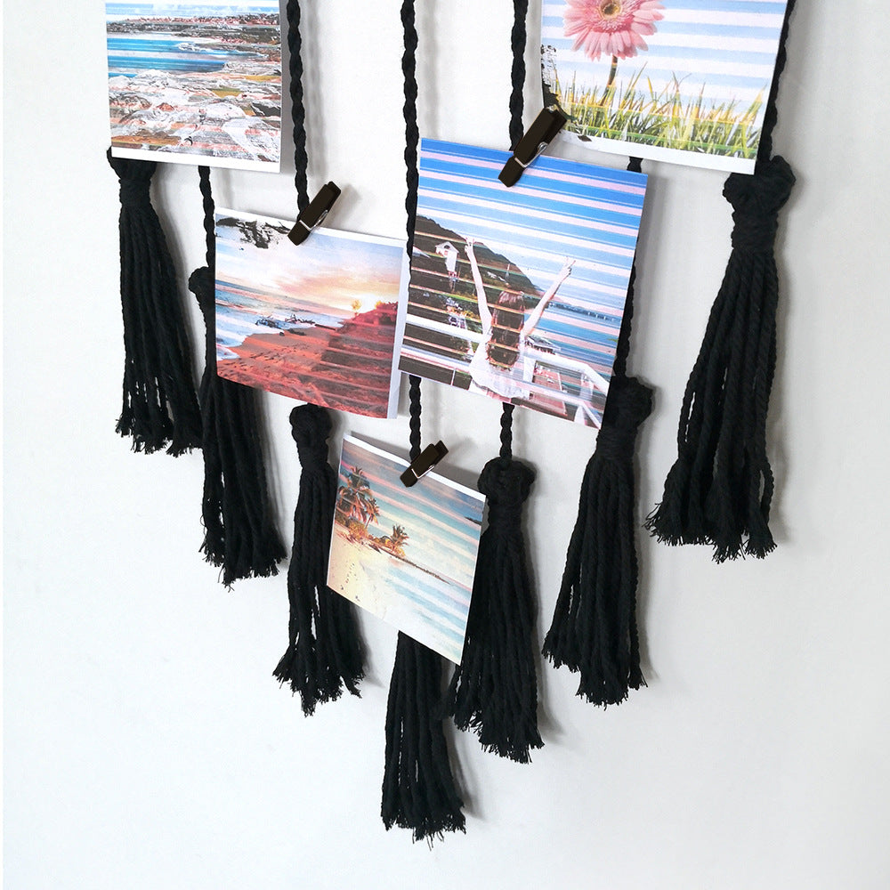 Ins Woven Tapestry Tassel Photo Clip Nordic Home Decoration Wall