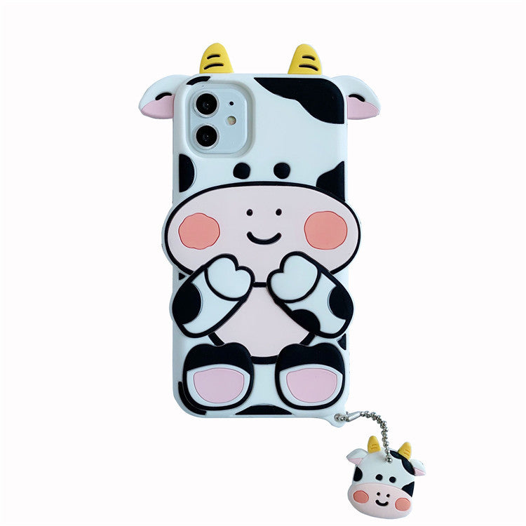 Three Dimensional Cute Cow Phone Case Silicone
