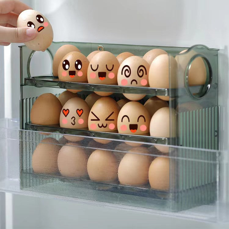 Flip-Type Egg Storage Rack Refrigerator Egg Storage Box Holder Case Organizer Egg Container Kitchen Fresh Tray