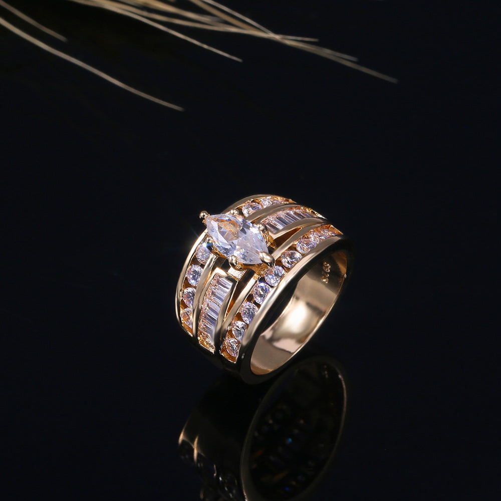 Copper Set Zircon Lady Ring Popular In Europe And America