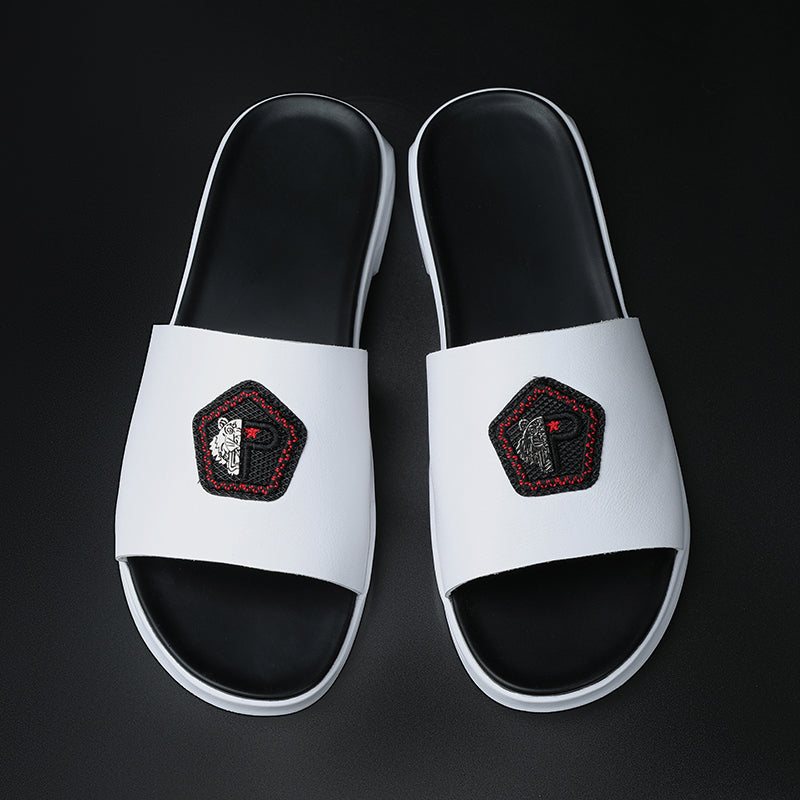 Flip-flops For Outer Wear Non-slip Wear-resistant Leather Slippers