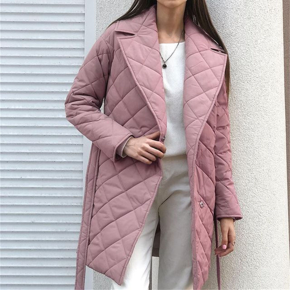 Lapel Mid-length Cotton Coat Autumn And Winter Women's New Style