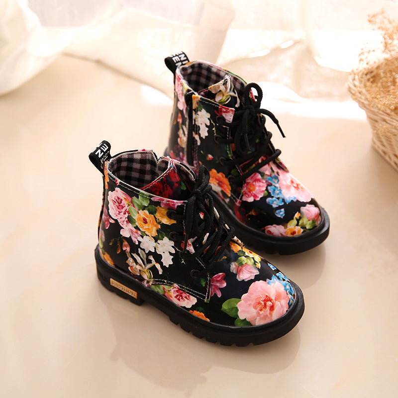 Girls Floral Martin Boots