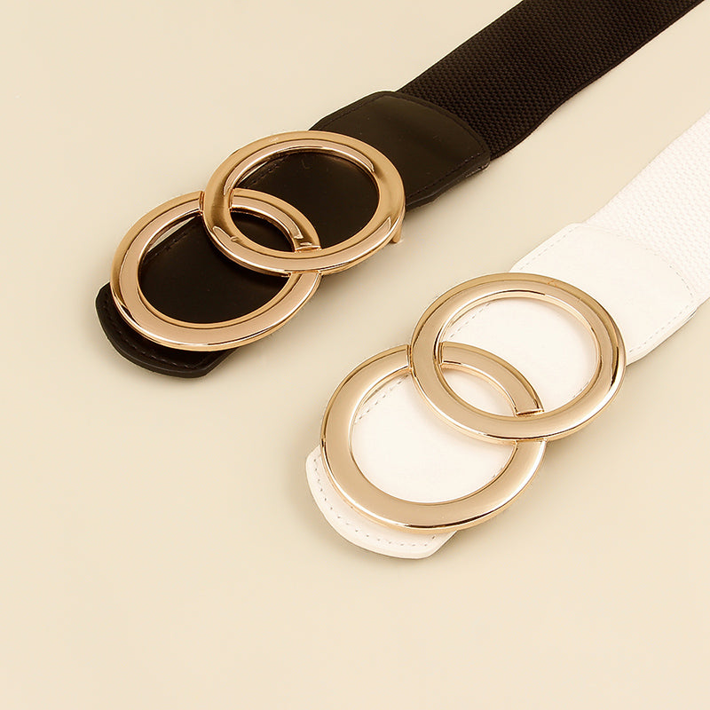 Loose tight leather belt double circle letters fashion new summer personality large size belt adjustable waist seal for ladies