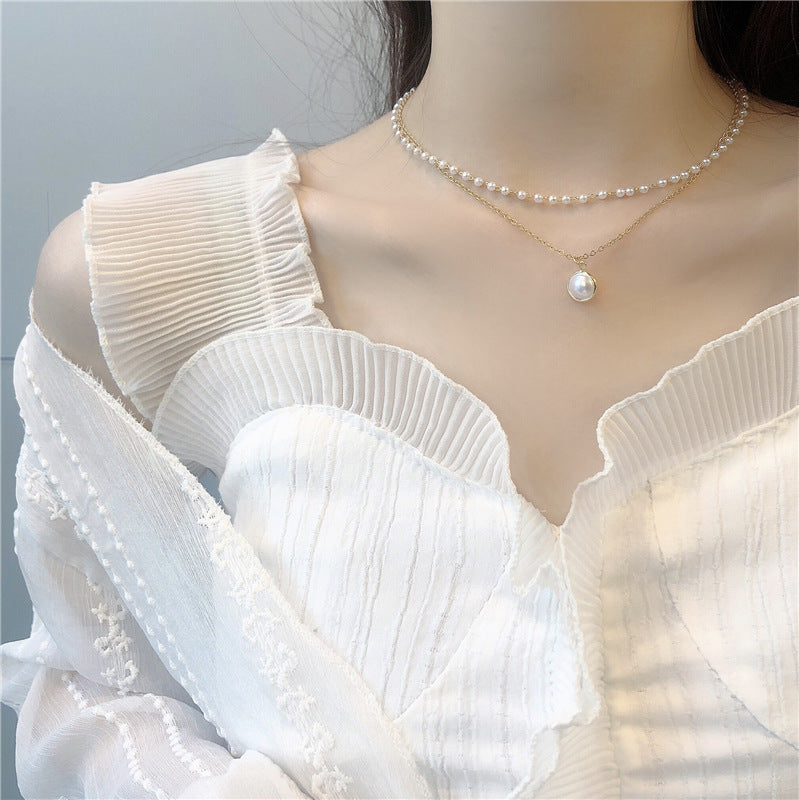 Double-layer Pearl Necklace For  Women