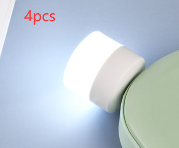 USB Plug Lamp Computer Mobile Power Charging USB Small Book Lamps LED Eye Protection Reading Light Small Round Light Night  White