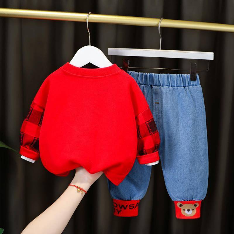 Children's Foreign Style Baby Net Red Fashionable Sweater Suit