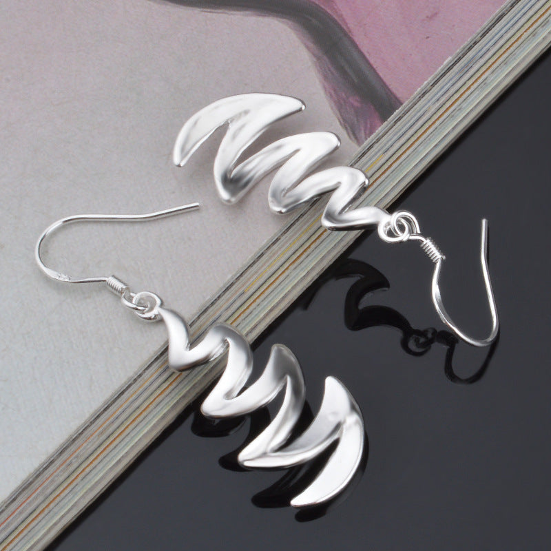 Korean crescent shaped silver earrings