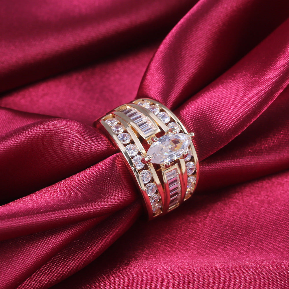 Copper Set Zircon Lady Ring Popular In Europe And America