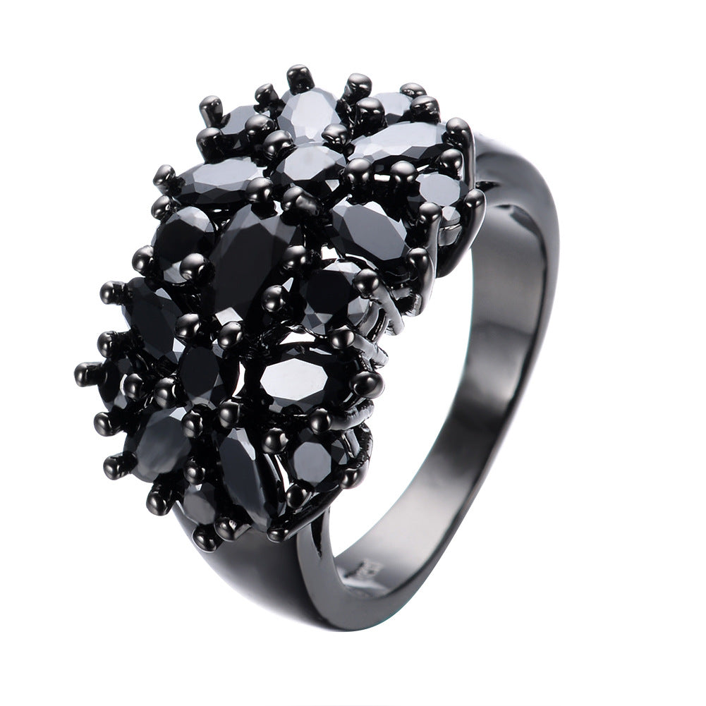 European And American Style Women's Black Gold Gypsophila Ring