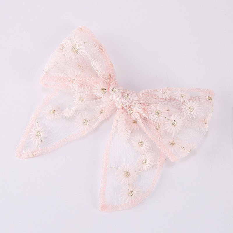 European And American Embroidery Printing Children's Bow Hairpin