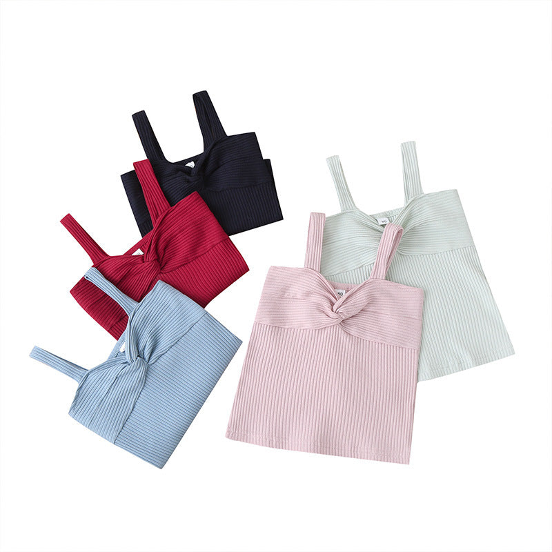 Girls' Sling Clothes Solid Color Children's Tops