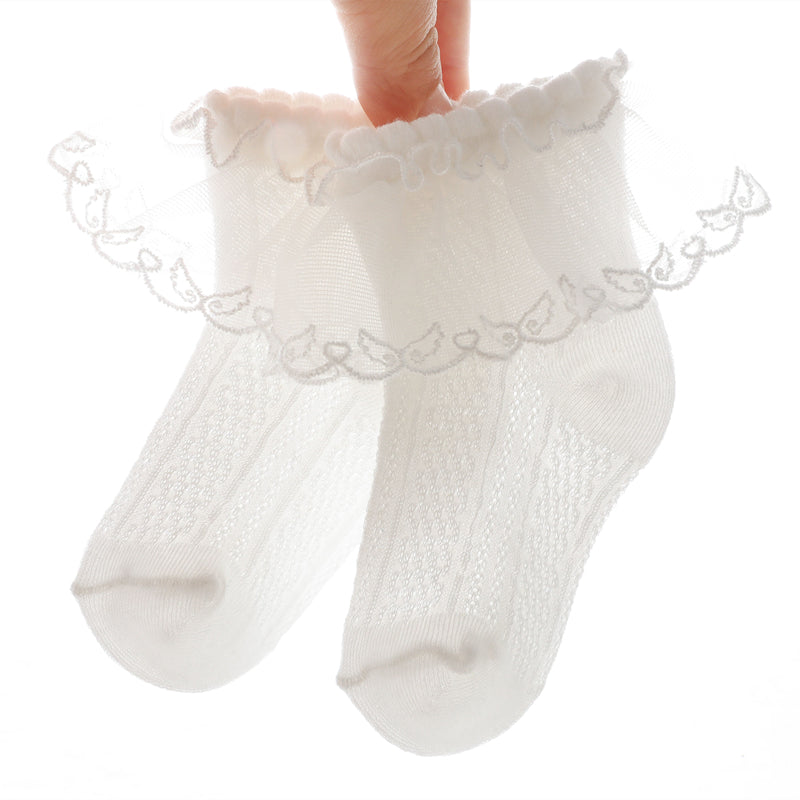 Lace Solid Color Breathable Socks For Newborn Girls And Babies