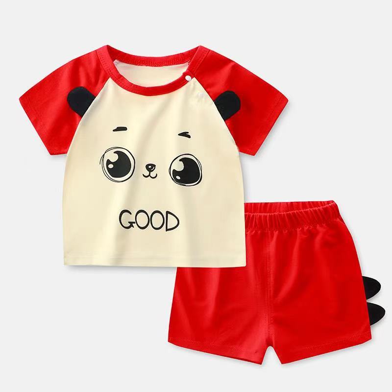 Summer Short-Sleeved Shorts Suit Children's Cotton Half-Sleeved T-Shirt Two-Piece Baby Clothes