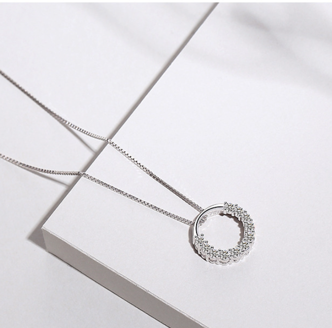 Silver Pendant Necklace Women Simple