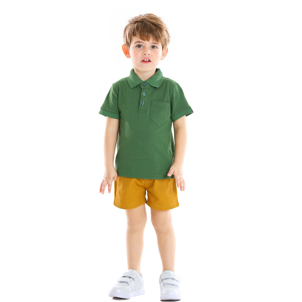 Children Short Sleeved T Shirt Breathable Lapel College Style