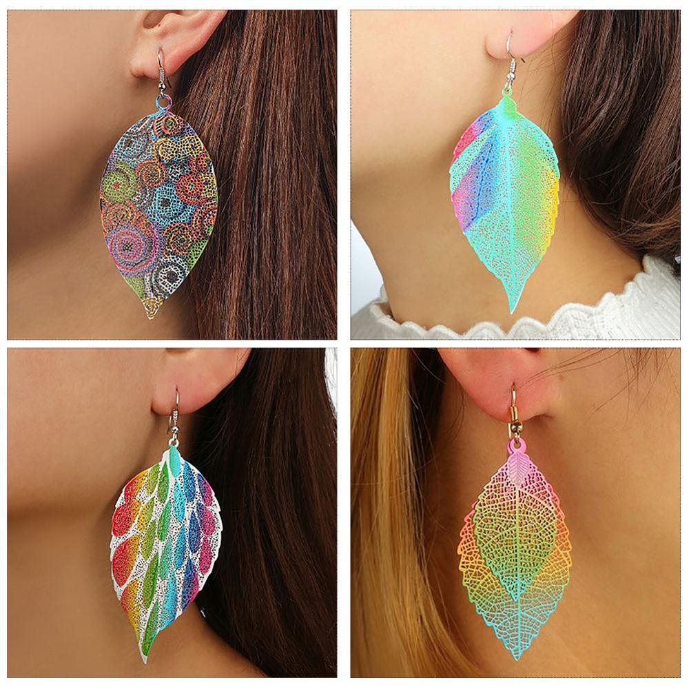 Hollow-Out Printed Earrings For Female