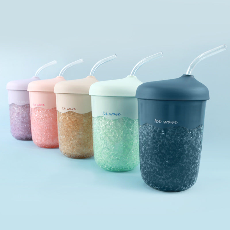 Straw Cup Fashion Korean Summer Heatstroke Prevention Ice Cup Office Student Couple Casual Plastic Water Cup