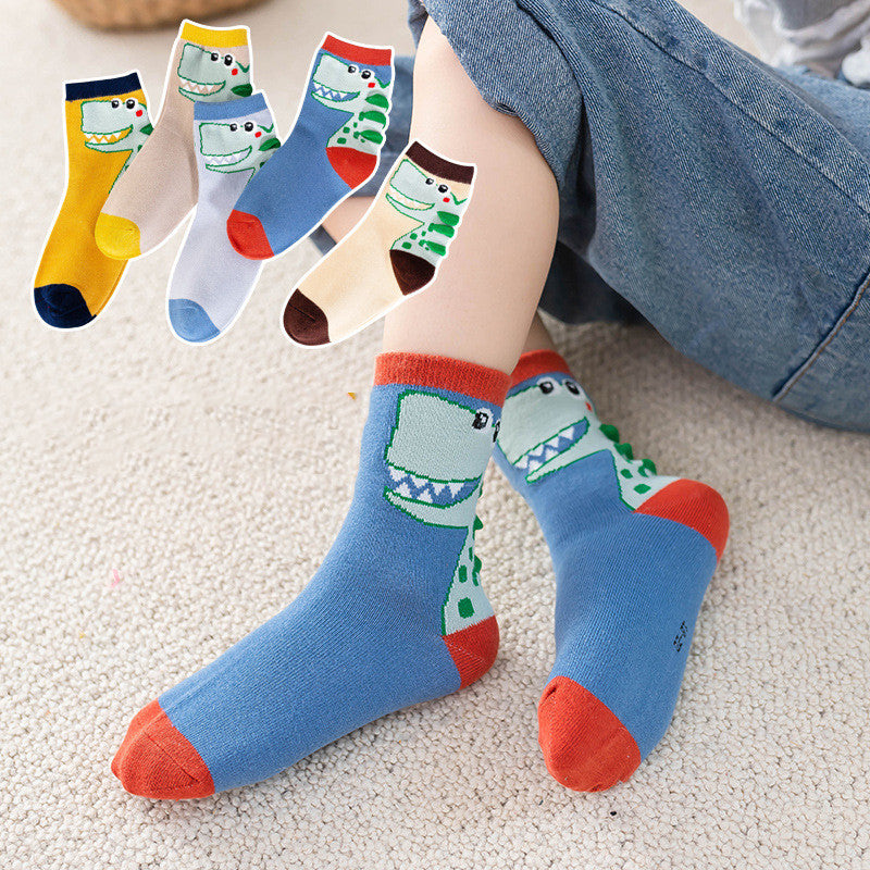 Cartoon Baby Dinosaur With Sweat-absorbent And Breathable Tube Socks