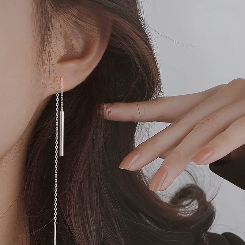 Frosty Korean Style  Long One-word Earrings