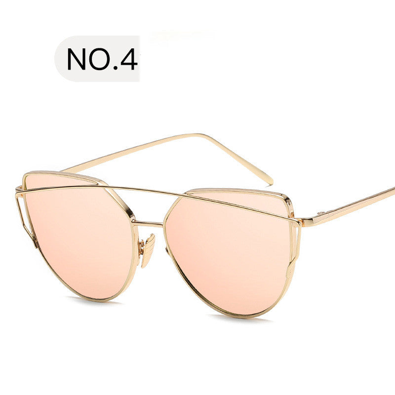 Design Mirror Rose Gold Vintage Cateye Fashion Sun Glasses Lady Eyewear