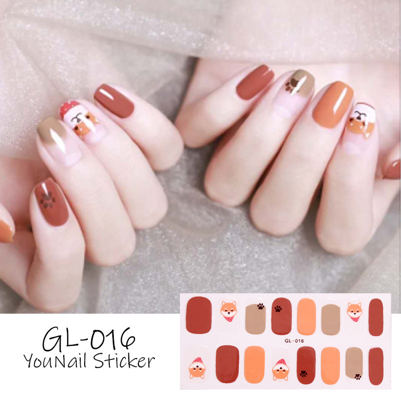 Bronzing Cat's Eye Letters Color Nail Polish Film Nail Stickers Full Stickers