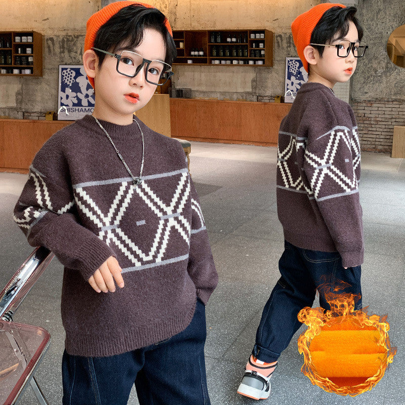 Boys Hedging Winter New Style Foreign Mink Fleece Sweater