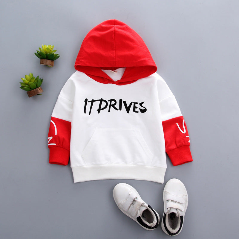 Sleeve Color-blocking Letter Printed Casual Sweater