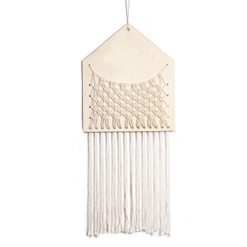 Home Decoration Wood Net Bag Cotton Thread Weaving
