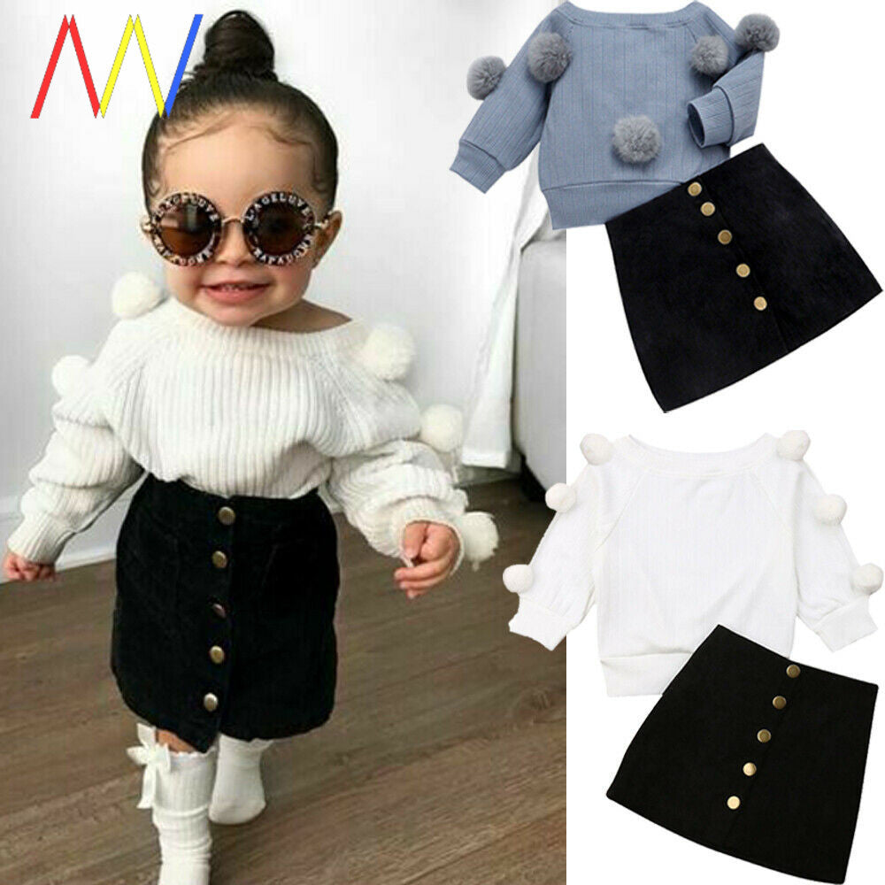 Baby girl Kids Girls Clothes Sets Sweater Skirt Warm