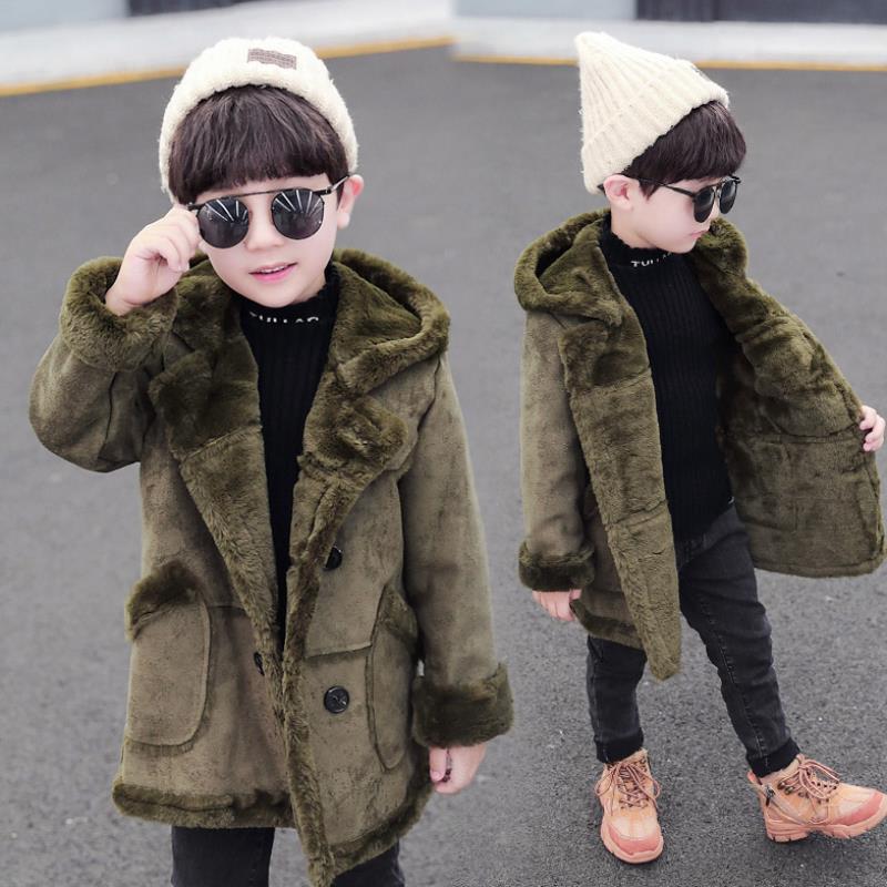 Fashion Boys' Suede Padded Trench Coat