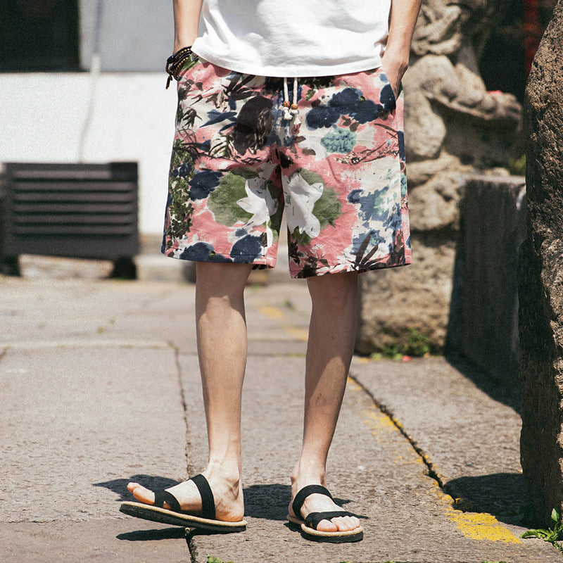 Youth Lace-up Shorts Straight Five-point Pants