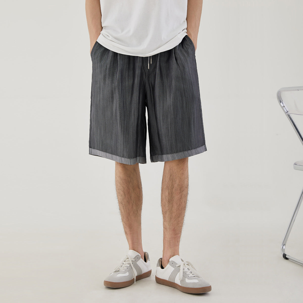 Presale Men's 2021 Summer New Loose Straight Tencel Shorts Men's Thin Style Trendy Casual Drape Five-point Pants