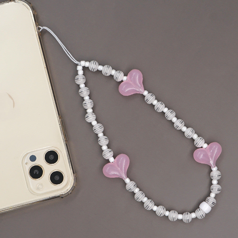 Acrylic Crystal Beads Soft Clay Pearl Mobile Phone Chain