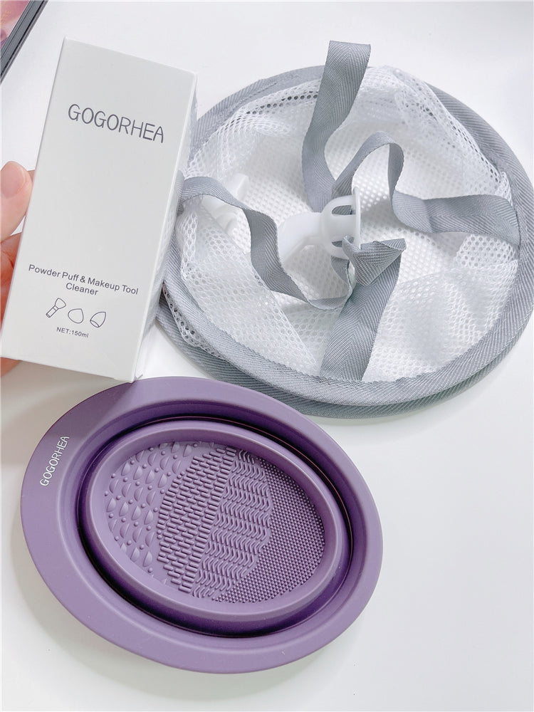 Scrubbing Pad Cleaning Pad Makeup Brush Cleaning Bowl Powder Puff Beauty Tool Silicone Scrubbing Plate