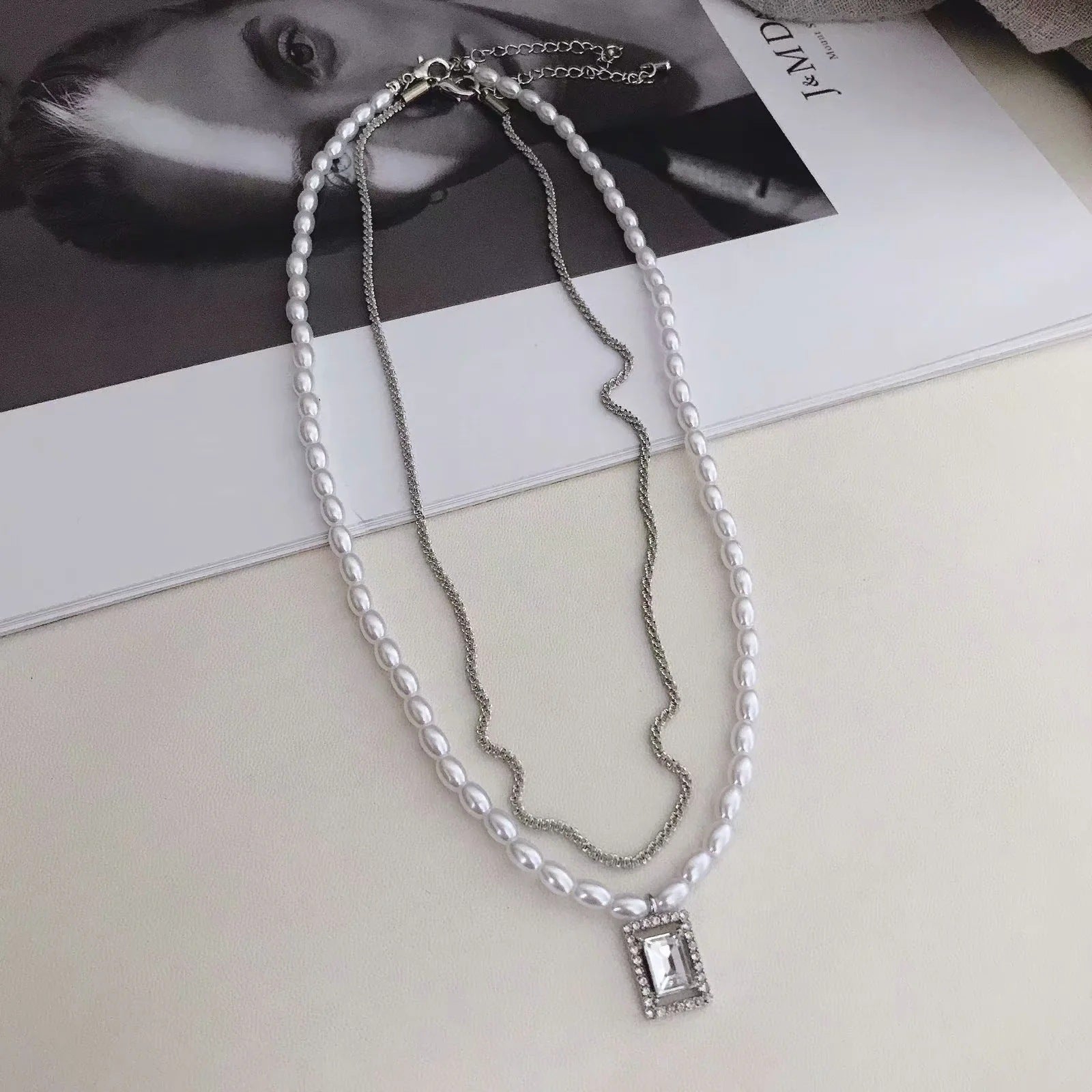 Pearl Double Layered Necklace Female Niche