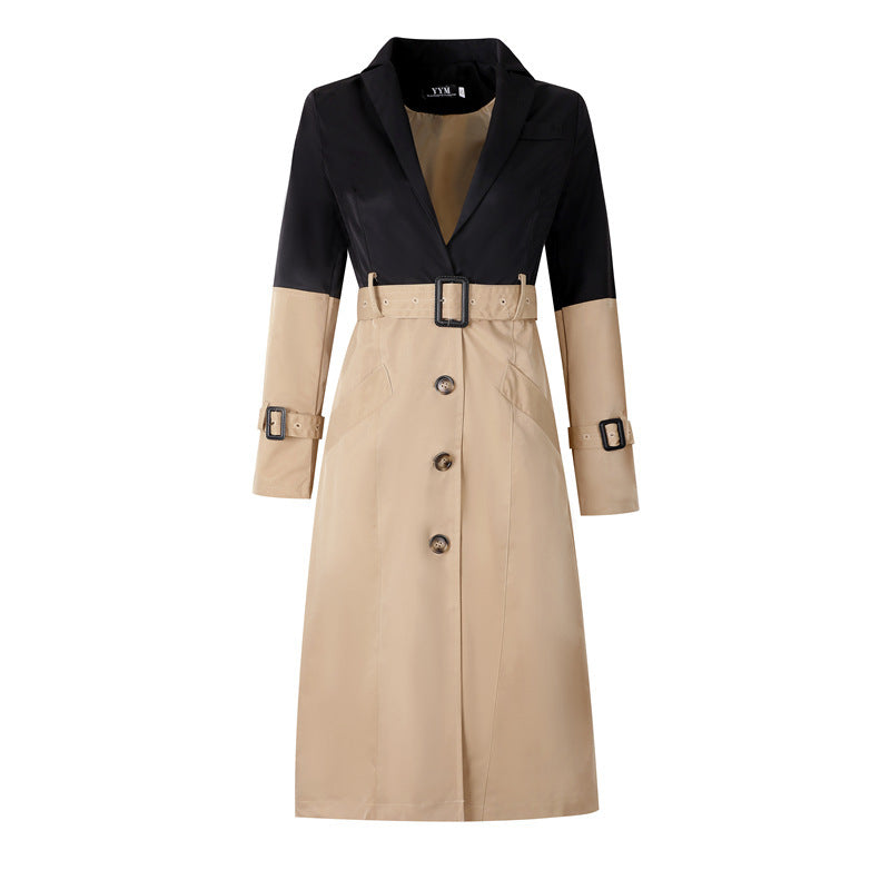 Women's thin windbreaker mid-length coat