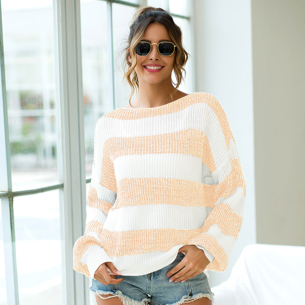 Striped loose-knit sweater