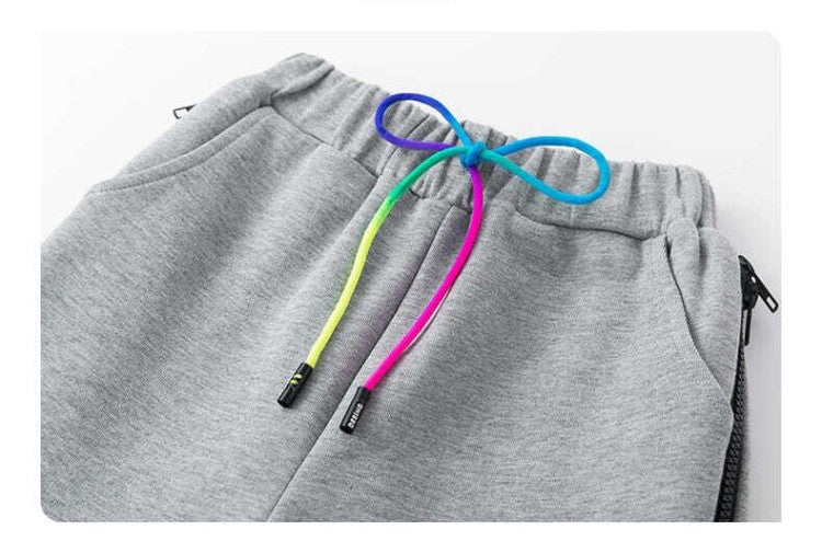 Side Zipper Fashion Casual Sports Pants Children's Thread Plus Velvet