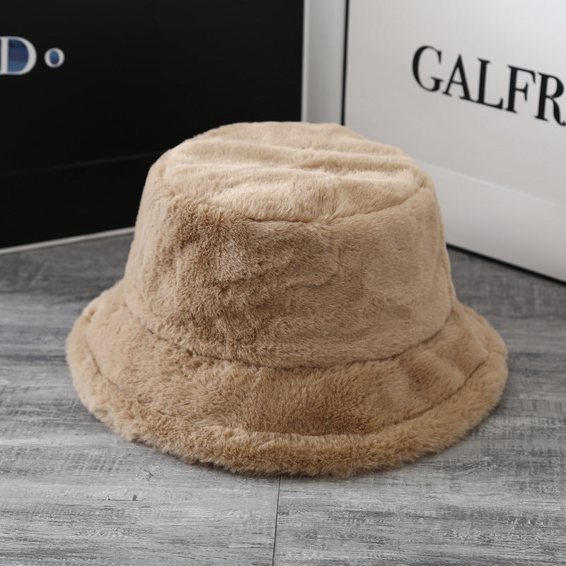 British Women's Curled Soft Plush Solid Color Hat
