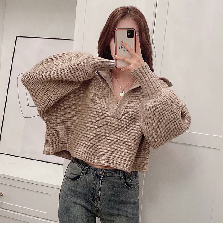 Simple And Fashionable Solid Color Loose Sweater