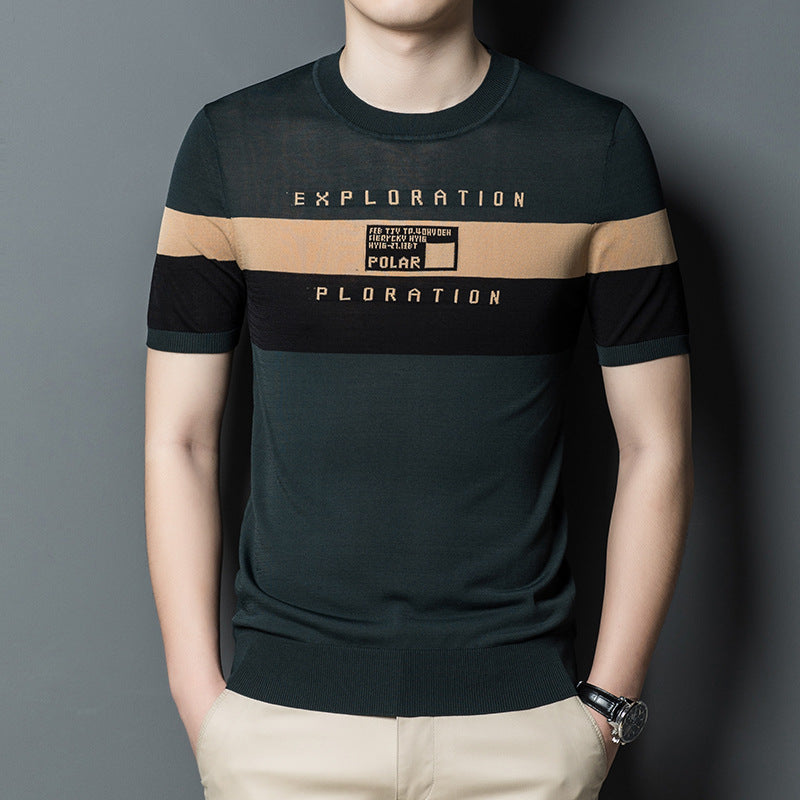 2021 Summer New Short-sleeved Men's Knitted T-shirt Men's Boy Tide Brand Printed Casual T-shirt